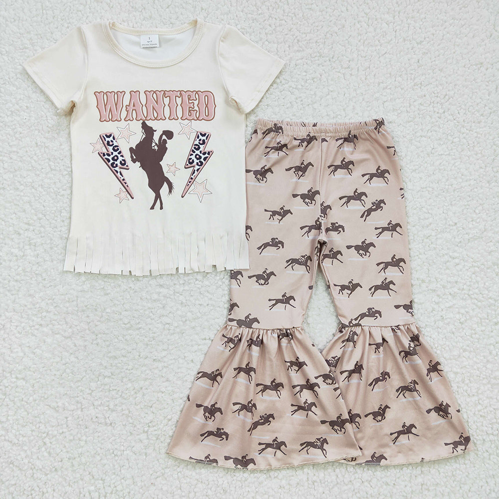 Baby Girls Western Rodeo Tassel Bell Pants Clothes Sets