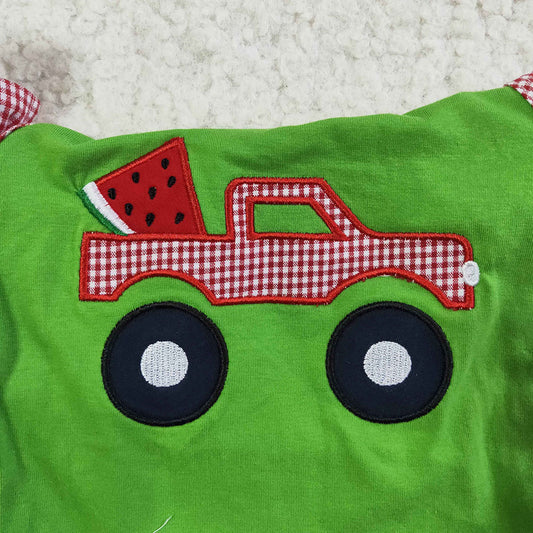 Baby girls watermelon tractor bummie summer sets