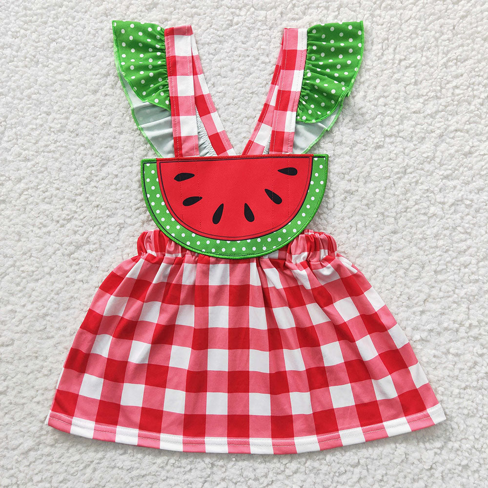 Baby Girls Summer Watermelon Embroidery Knee Length Dresses