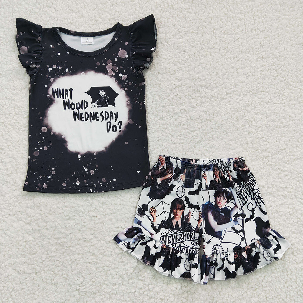 Baby Girls Movie Black Color Summer Shorts Sets