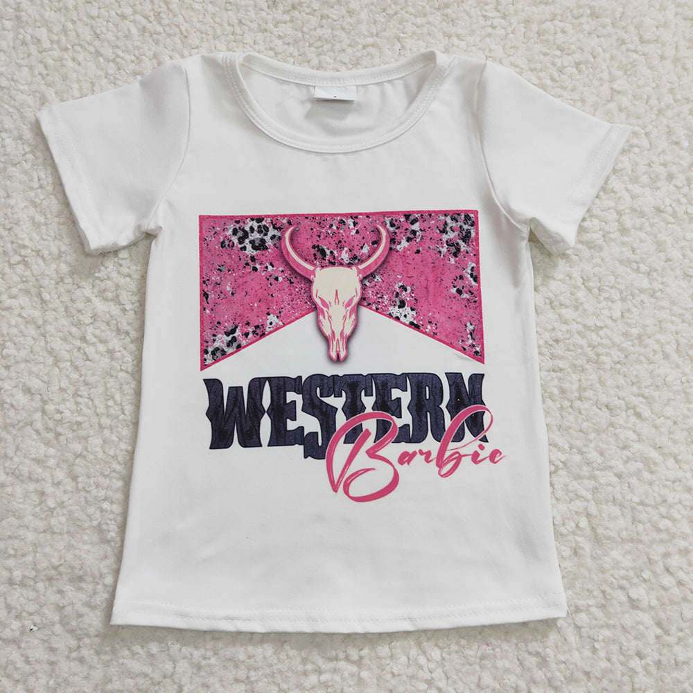 Baby Girls Cow Western Short Sleeve Shirts Tops