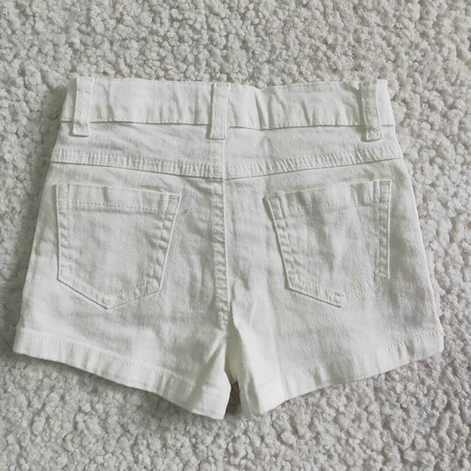 Baby Girls white color summer ruffle denim shorts