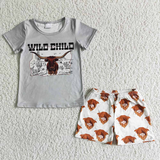 Baby Boys summer wild child heifer western shorts sets