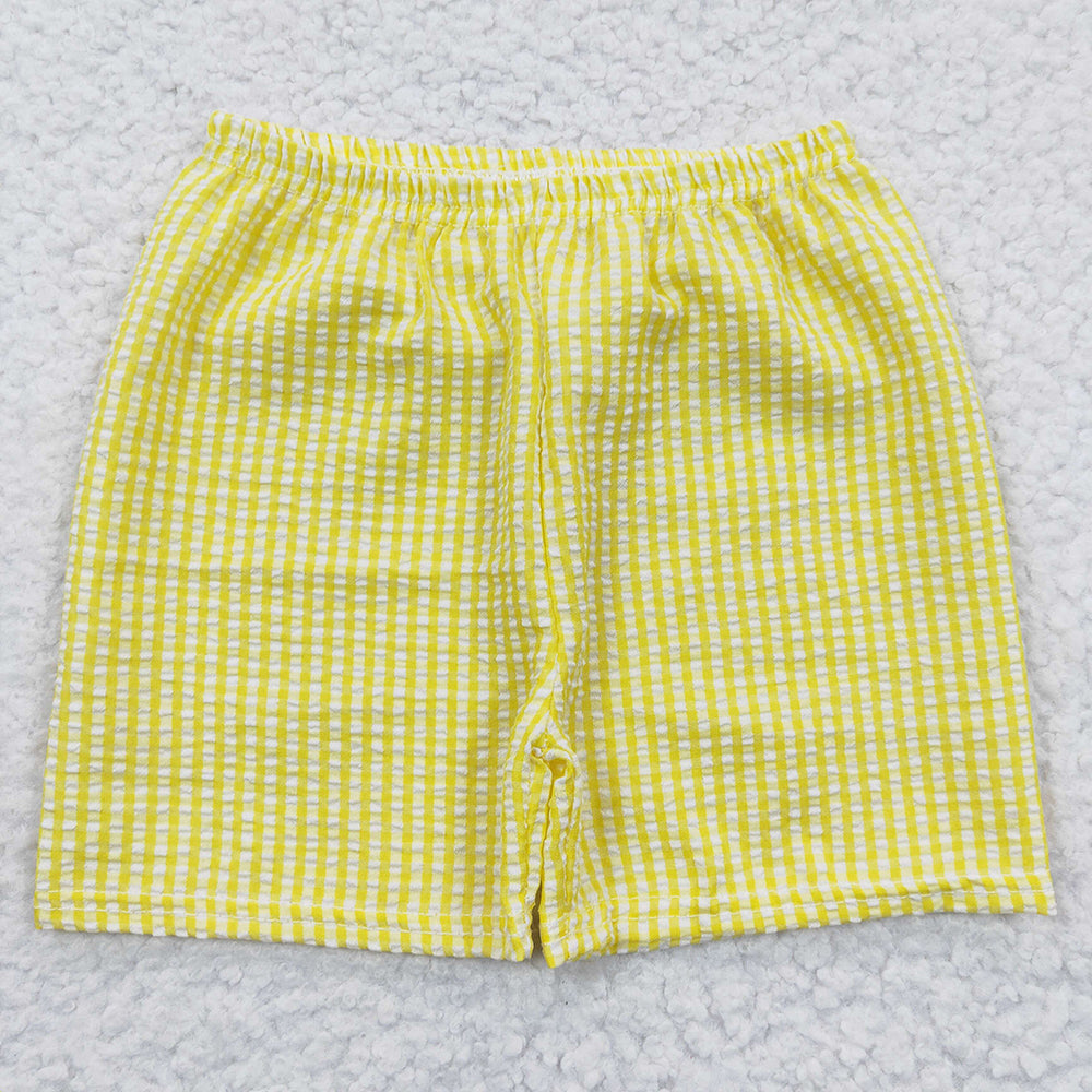 Baby Boys Yellow Plaid Seersucker Fabric Shorts