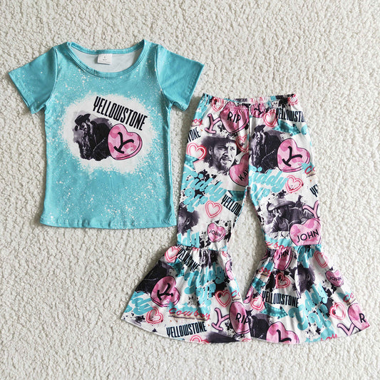 Baby Girls singer band blue top bell pants sets