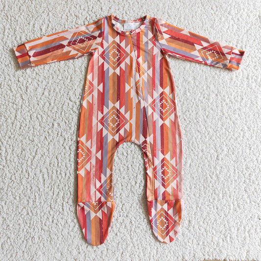 Baby girls western pink aztec rompers